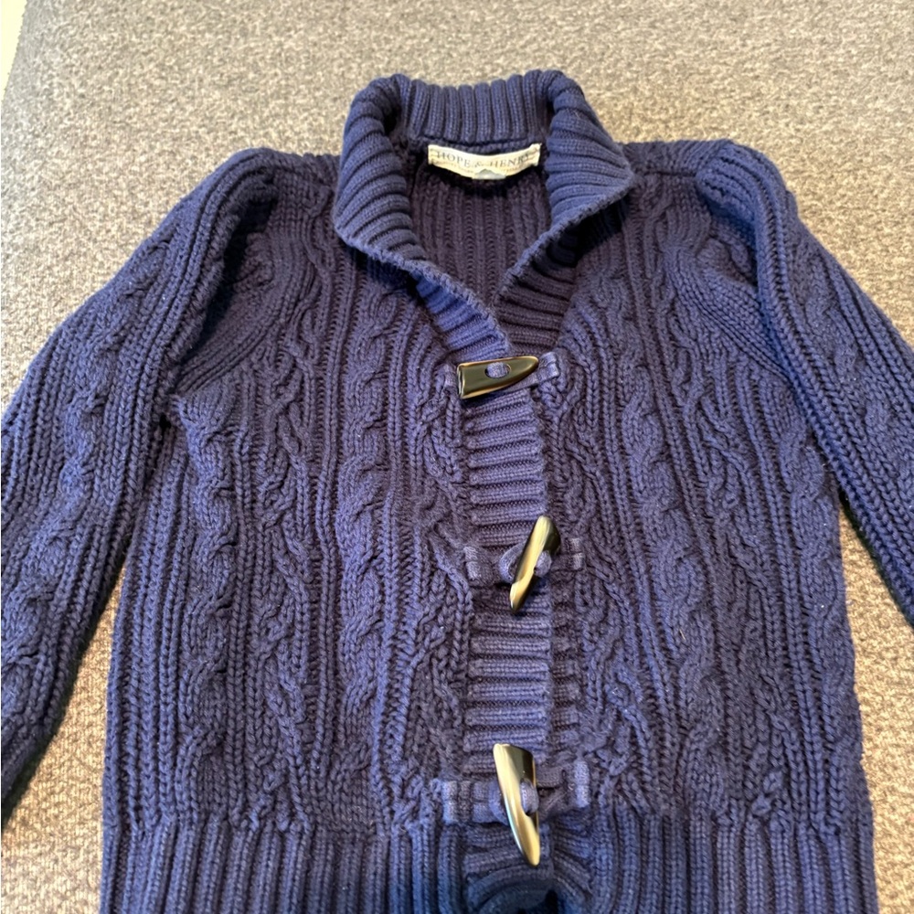 Kids Navy Blue Cable Knit Cardigan